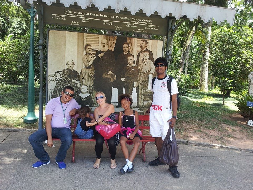 Tour guide Fabio and guests exploring Petrópolis imperial landmarks during a private day trip from Rio de Janeiro with Rio Cultural Secrets