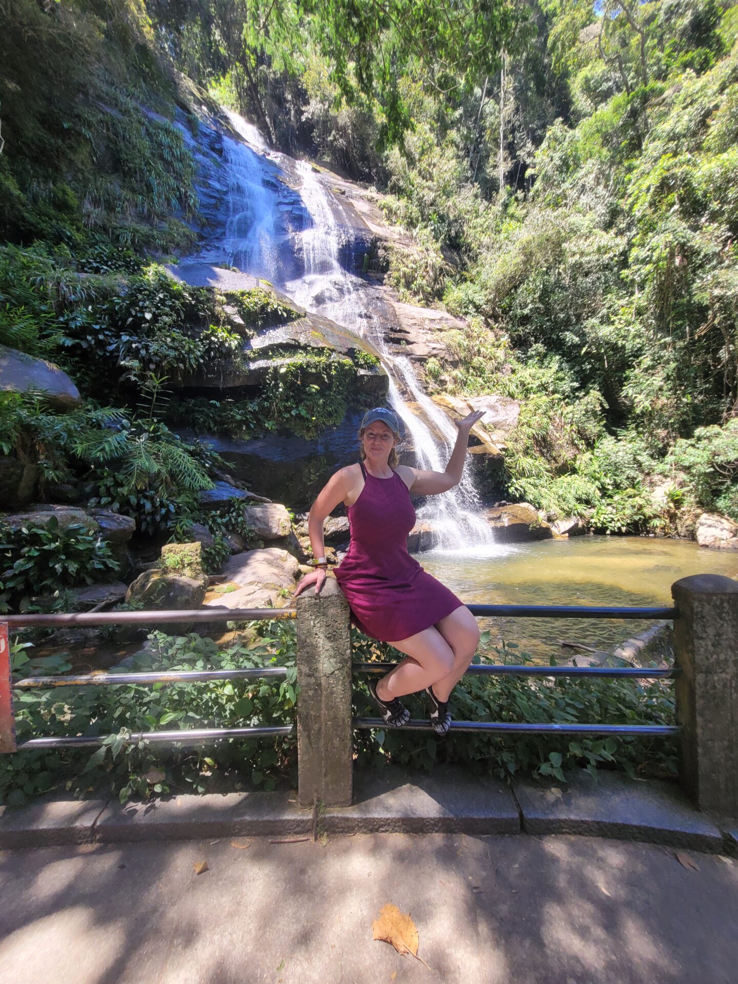 Female solo traveler exploring colorful streets of Rio de Janeiro on guided tour