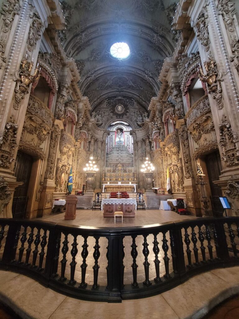 Gilded Baroque interior of a historic church in downtown Rio de Janeiro