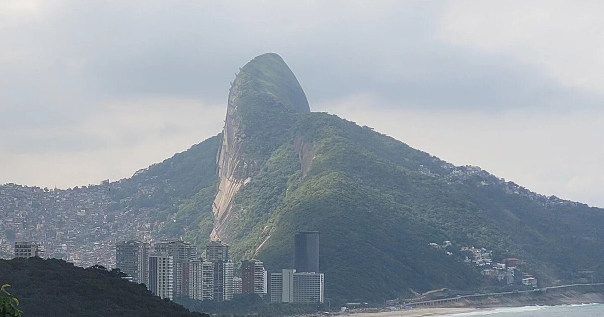 Coastal view of Rio de Janeiro with Pedra da Gávea in the background