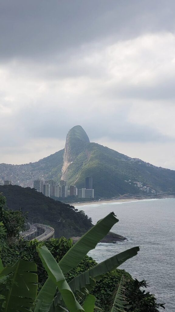 View of Pedra da Gávea and São Conrado beach on a private trip to Rio de Janeiro