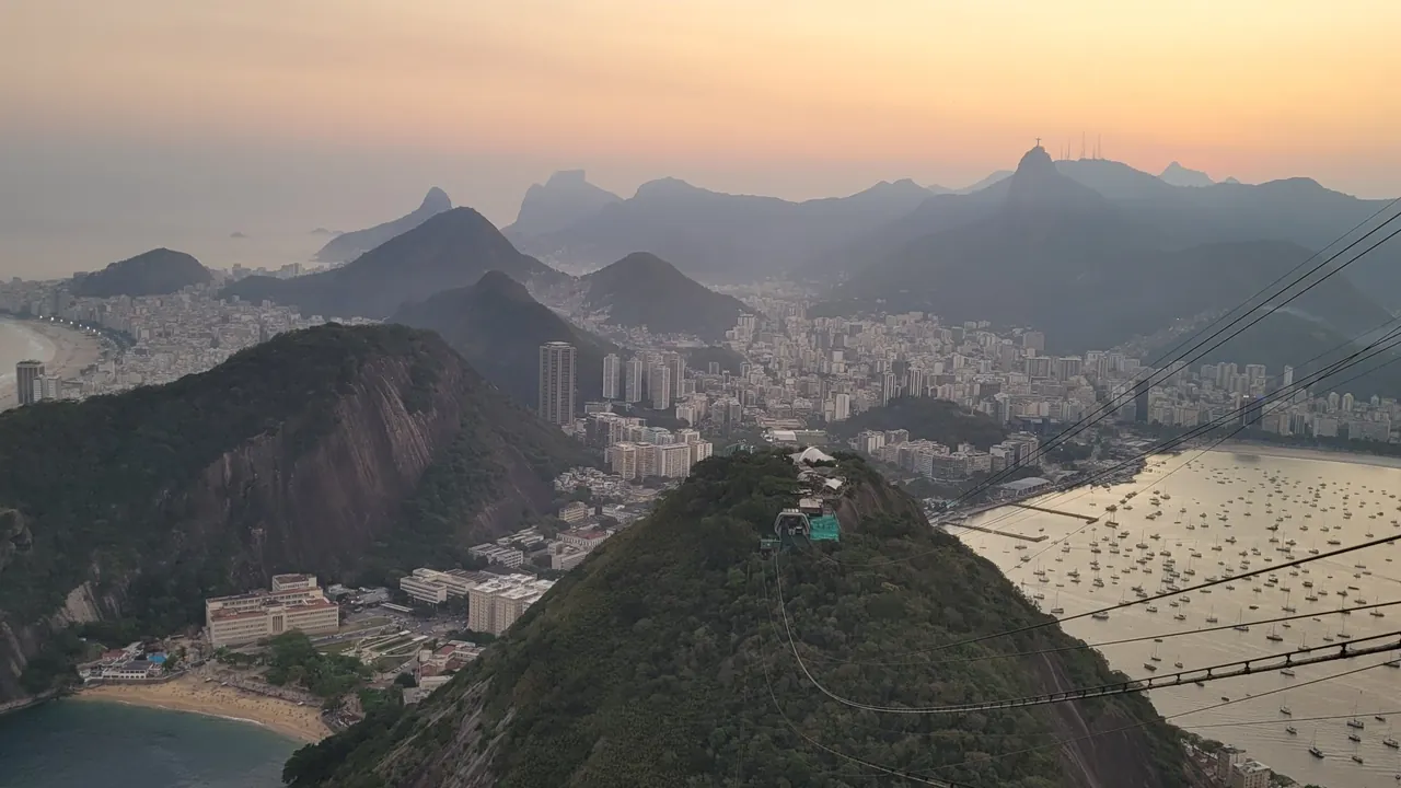 Sunset view over Copacabana and Guanabara Bay from Sugar Loaf, one of the best things to do in Rio de Janeiro