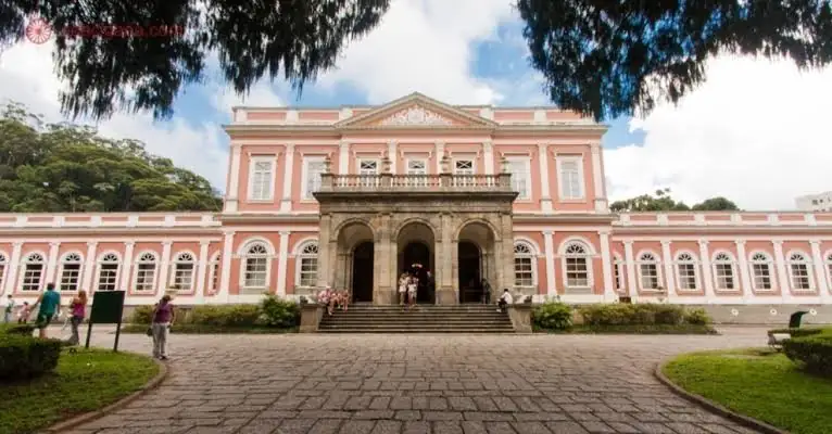 neoclassical façade of the Imperial Museum, Pedro II’s summer palace in Petrópolis