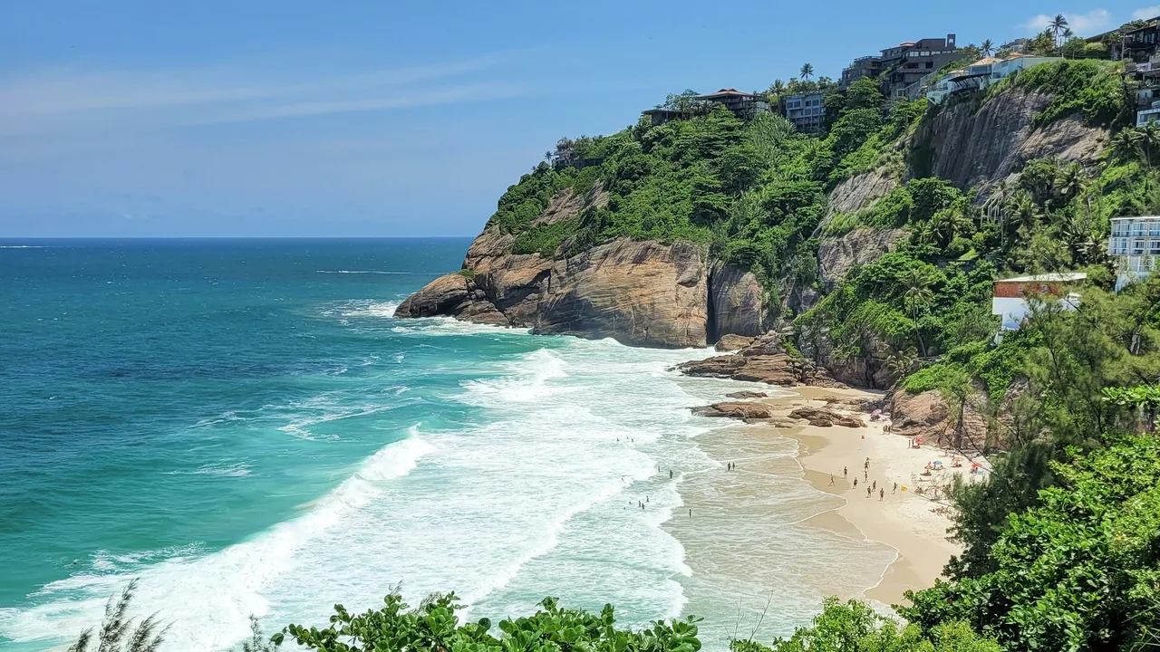 Joatinga beach seen from the cliff trail, a hidden cove off the beaten path in Rio de Janeiro