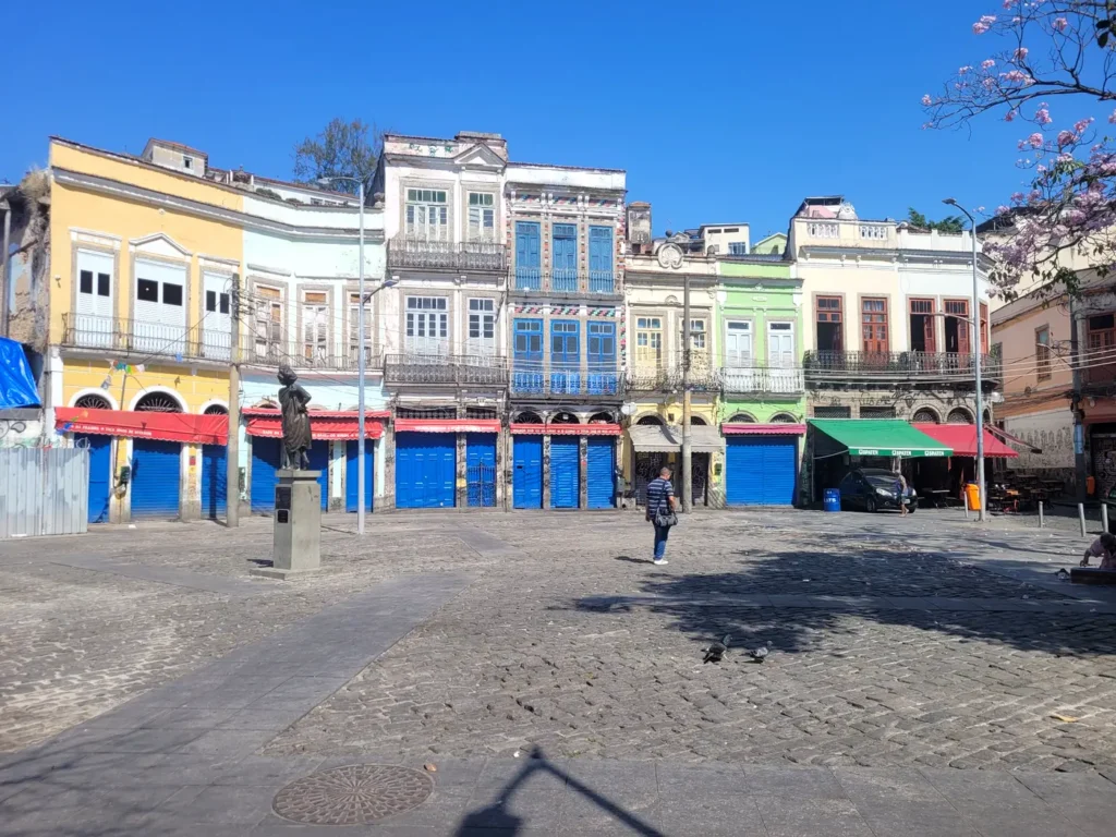 Colorful colonial buildings at Pedra do Sal, the historic square in Rio de Janeiro known as a birthplace of samba