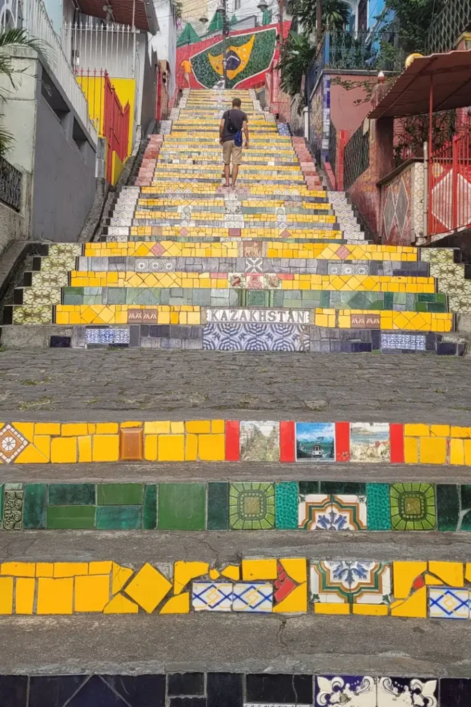 The colorful tiled Selarón Steps, which link Lapa and Santa Teresa in Rio de Janeiro